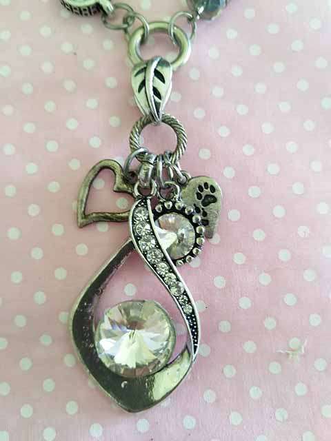 Riza Necklace, Nickel Chain With Clear Rhinestone Pendant, Lobster Clasp, 42cm With 5cm Ext, 1pc