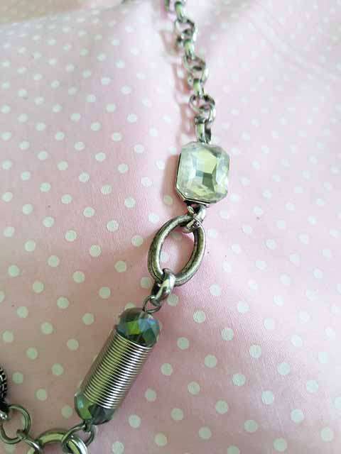 Riza Necklace, Nickel Chain With Clear Rhinestone Pendant, Lobster Clasp, 42cm With 5cm Ext, 1pc