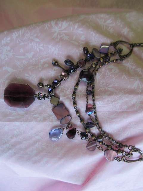 Riza Necklace, Shades Of Purple Rhinestones, Copper, 35cm With 10cm Extender, 1pc