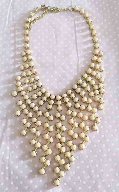 Burtell Necklace, Peach Coloured Necklace With Gold Coloured Findings, Lobster Clasp, 44cm + 8cm Ex