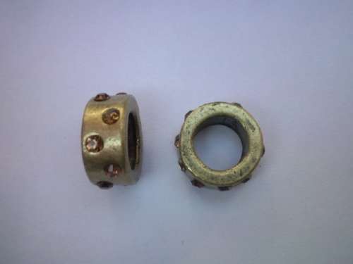 Rondals, Bronze With Topaz Rhinestones, 7mm x 16mm, 1pc