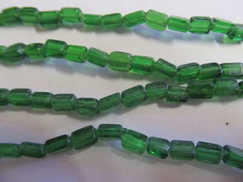 Glass Beads, Indian Beads, Cubes, Green, 7mm, Shapes And Sizes May Vary, ±20pc