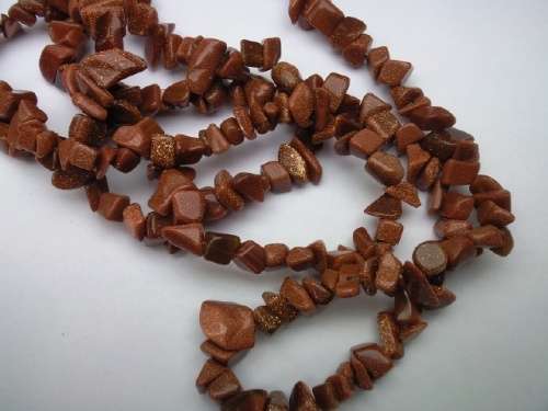 Semi-Precious Beads, Chips, Goldstone, Small Size Chips, ±40cm, 1 x String