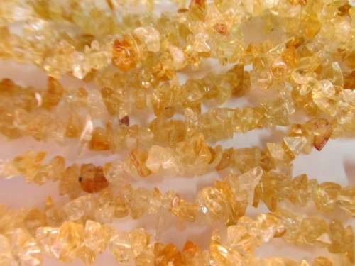 Semi-Precious Beads, Chips, Yellow Lepidolite, Small Size Chips, ±40cm, 1 x String