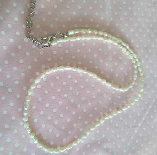 Perrine Necklace, White Freshwater Pearls, Nickel Lobster Clasp, 48cm + 5cm Ext