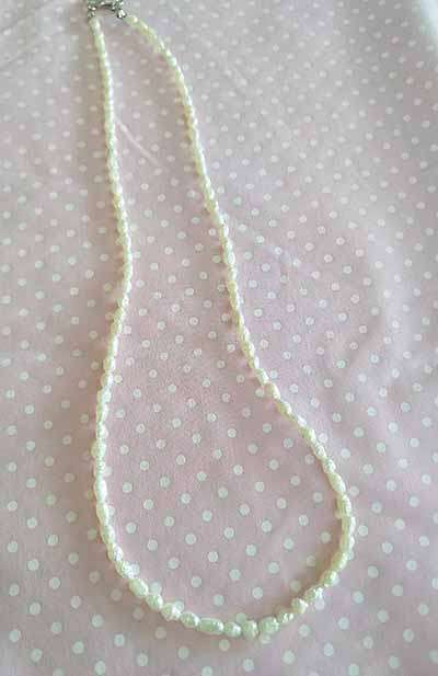 Perrine Necklace, White Freshwater Pearls, Nickel Lobster Clasp, 48cm + 5cm Ext