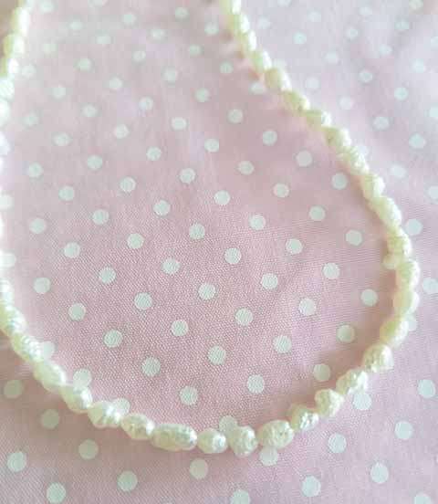 Perrine Necklace, White Freshwater Pearls, Nickel Lobster Clasp, 48cm + 5cm Ext