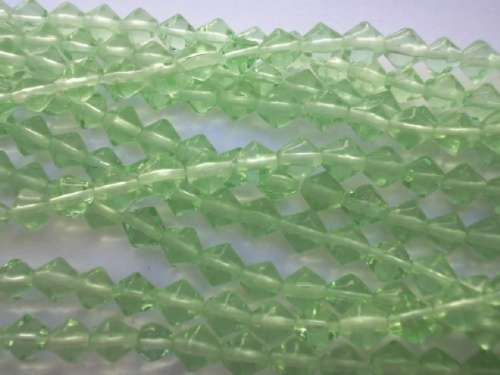 Glass Beads, Bicone, Green, 6mm, ±50pc