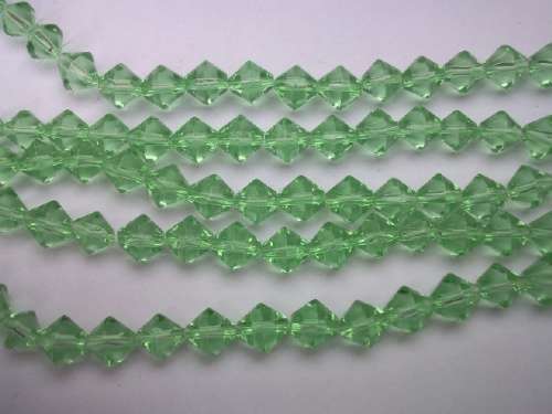 Glass Beads, Bicone, Green, 8mm, ±42pc