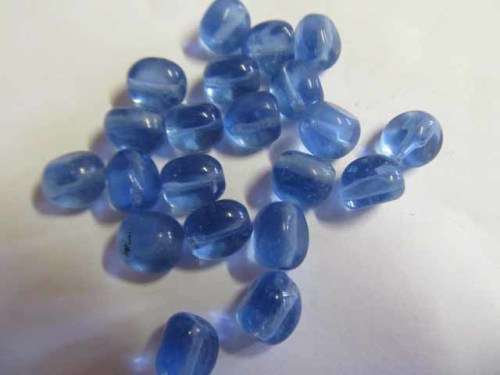 Glass Beads, Indian Beads, Pinched Round, Blue, 9mm, Size and Shape May Vary Slightly, ±14pc