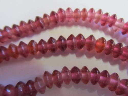 Glass Beads, Indian Beads, Rondelle, Vivid Burgundy, ±4mm x ±6mm, Size and Shape May Vary, ±20pc