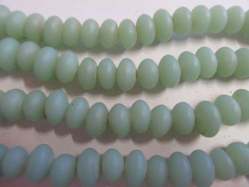 Glass Beads, Indian Beads, Rondelle, Light Green, 8mm x 12mm, Size and Shape May Vary, ±20pc