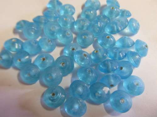 Glass Beads, Indian Beads, Rondelle, Turquoise, 6mm x 10mm, Size and Shape May Vary, ±14pc