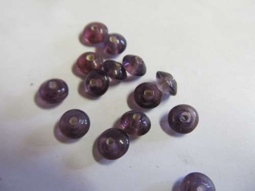 Glass Beads, Indian Beads, Rondelle, Grape, 6mm x 10mm, Size and Shape May Vary, ±14pc