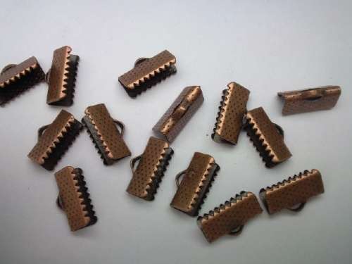 End Pieces, Ribbon Crimp, Copper, 13mm, ±30pc