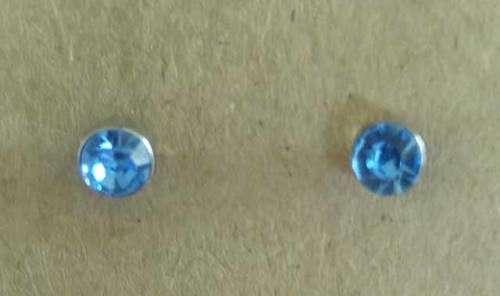 Riza Earrings, Blue Rhinestones, 5mm, Stamped 925, Studs, 2pc