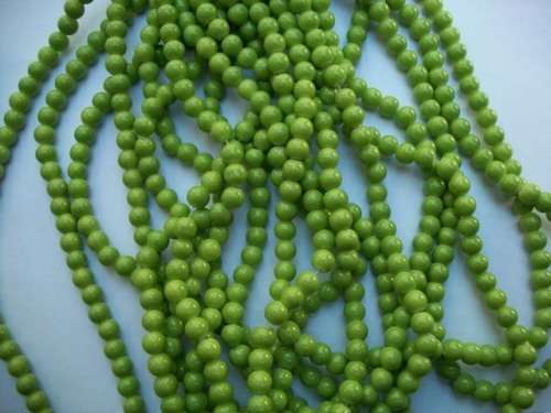 Glass Beads, Plain, Round, Green, 4mm, ±100pc