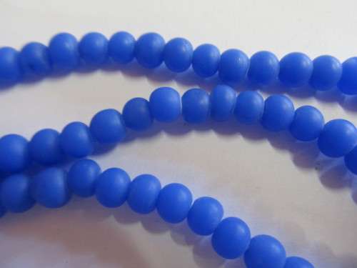 Glass Beads, Indian Beads, Round, Royal Blue Matt, ±6mm - Size May Vary Slightly, 20pc