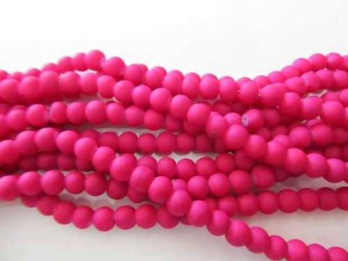 Glass Beads, Indian Beads, Round, Mauve Pink Matt, 6mm, ±70pc