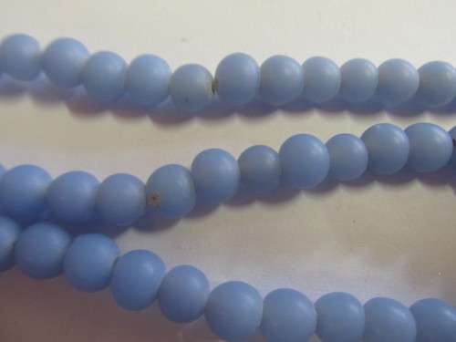 Glass Beads, Indian Beads, Round, Soft Blue Matt, ±7mm - Size May Vary Slightly, 20pc