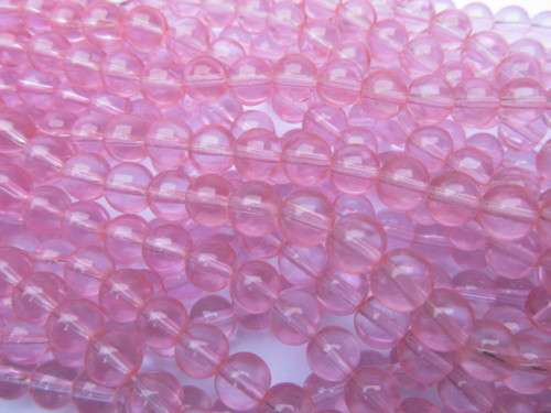 Glass Beads, Round, Pink, 8mm, ±52pc