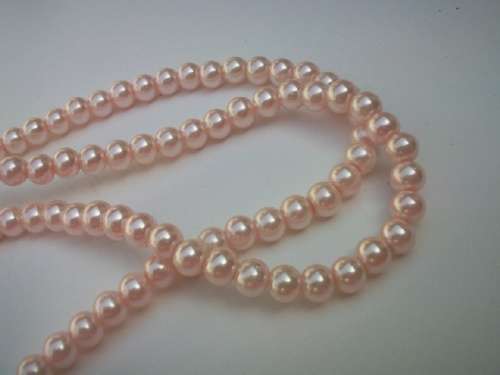 Glass Pearls, Shiny Light Pink, 6mm, ±148pc