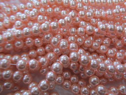 Glass Pearls, Shiny Pink, 8mm, ±108pc