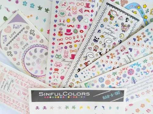 Nail Art Stickers, Fun Theme, Random Design, Water Decall Stickers, 3pc