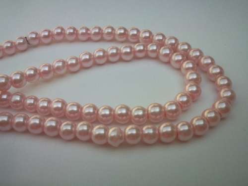 Glass Pearls, Light Pink, 6mm, ±70pc