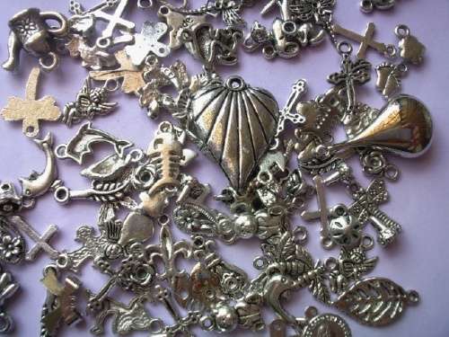 Charms, Mixed Shapes And Sizes, Nickel, 10pc