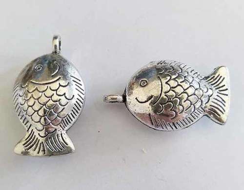 Charms, Fish, Nickel, 31mm x 18mm, 2pc