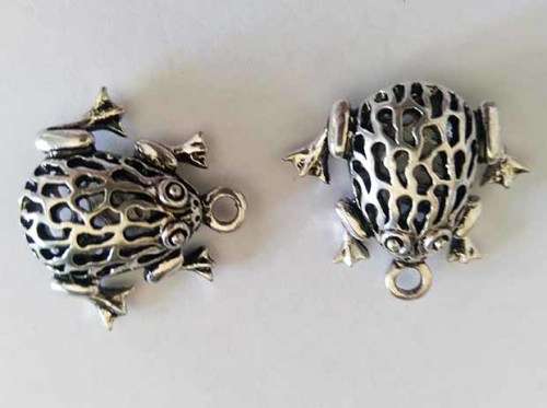 Charms, Frog, Metal, Nickel, 23mm x 26mm, 2pc