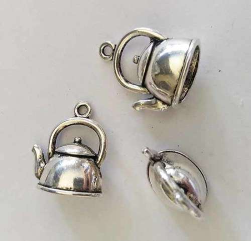 Charms, Kettle, Metal, Nickel, 20mm x 17mm, 2pc