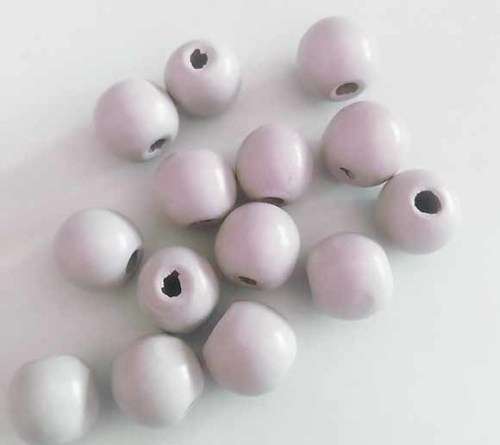 Wooden Beads, Round, Lilac, 15mm x 16mm, 6pc