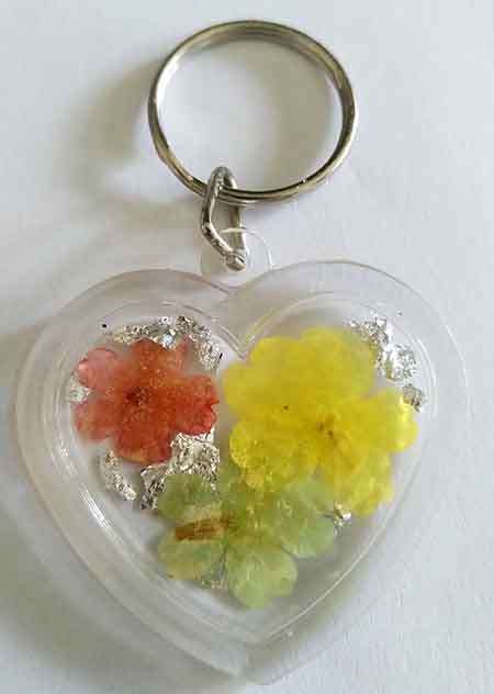 Personal Keyring, Heart, Multi Coloured, Size 48mm, Resin Product, Handmade, Unique