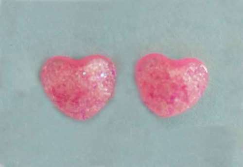 Earrings, Heart, Pink, Stud, 10mm Diameter, Handmade Resin Product, Unique