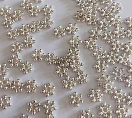 Findings, Spacers, Daisy, Metal, Silver Colour, 6mm, ±50pc