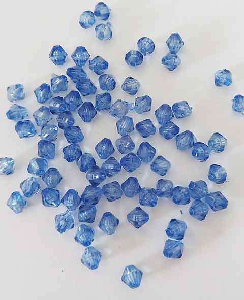 Acrylic Beads, Bicone, Blue, 6mm, ±30pc