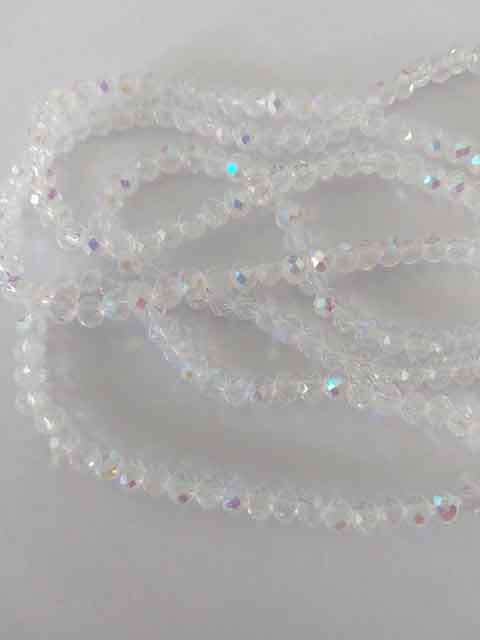 Glass Crystal Beads, Chinese Crystal, Facetted Round, Clear AB, 4mm, ±50pc