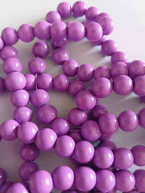 Glass Beads, Plain, Round, Purple, 8mm, ±30pc