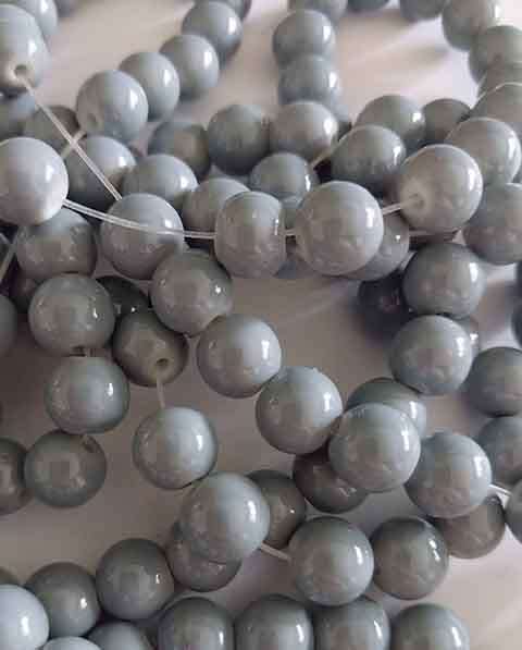 Glass Beads, Plain, Round, Grey, 8mm, ±30pc