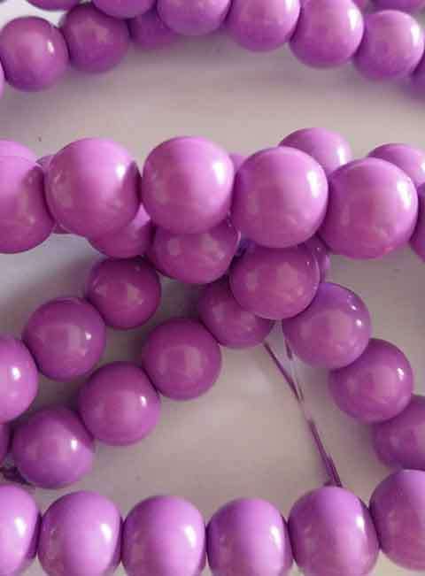 Glass Beads, Plain, Round, Purple, 10mm, ±25pc