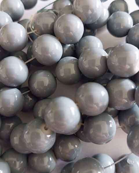 Glass Beads, Plain, Round, Grey, 10mm, 25pc