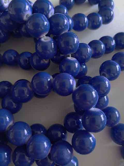 Glass Beads, Plain, Round, Dark Blue, 10mm, 25pc