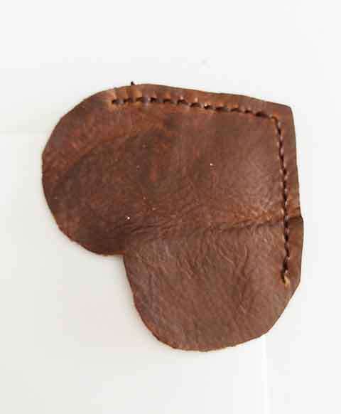 Bookmarks, Heart, Brown (Weathered Look) Leather, 9cm, Handmade Leather Product, Unique, 1pc