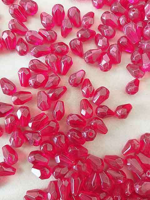 Glass Beads, Shapes, Teardrop, Red, 9mm, ±20pc