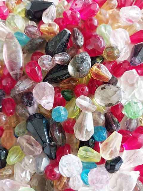 Glass Beads, Teardrop, Mixed Sizes And Colours, ±30pc