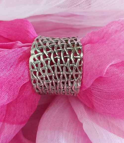 Ring, Silver Dress Ring, Filigree Design, Stamped 925, , Ring Size - 18.5mm (Q½), Top Width - 17mm