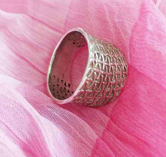 Ring, Silver Dress Ring, Filigree Design, Stamped 925, , Ring Size - 18.5mm (Q½), Top Width - 17mm