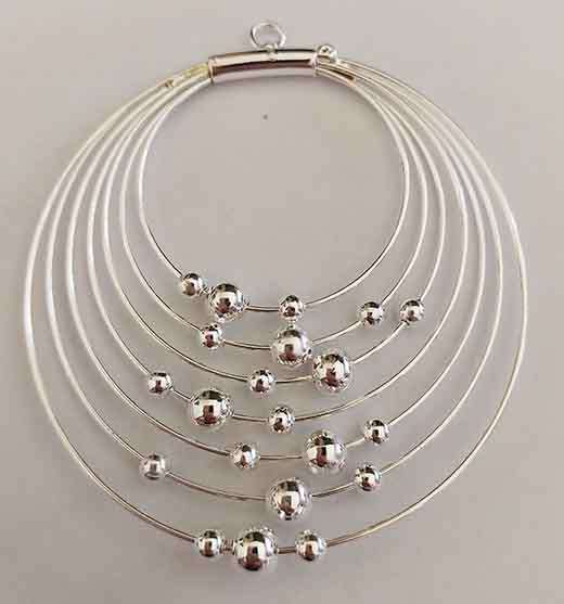 Pendant, Round, Metal, Silver Colour, 72mm x 63mm, 1pc